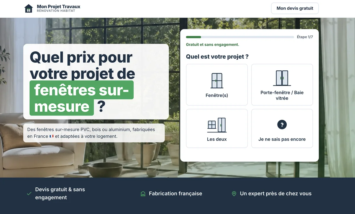 Aperçu du parcours Mon Projet Travaux